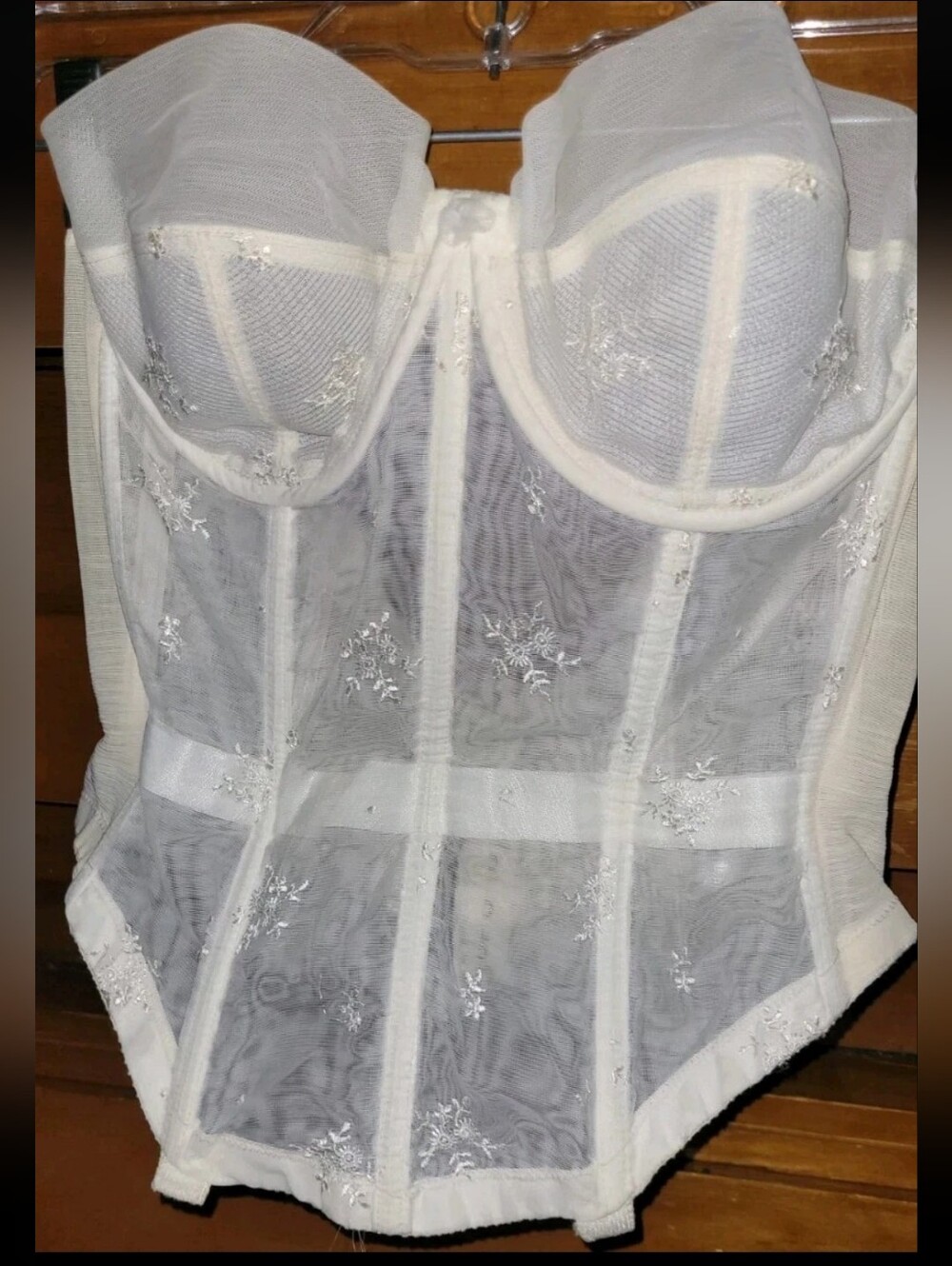 Vintage 1950s Warner's Merry Widow White Lace Boned Bustier Corset Size 36